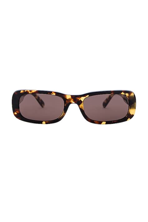 miu miu zonnebril havana|Miu Miu Narrow Rectangular Sunglasses in Havana Honey.